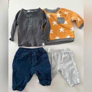 Lot of Assorted 0-3 Month Baby Boy Tops and Pants